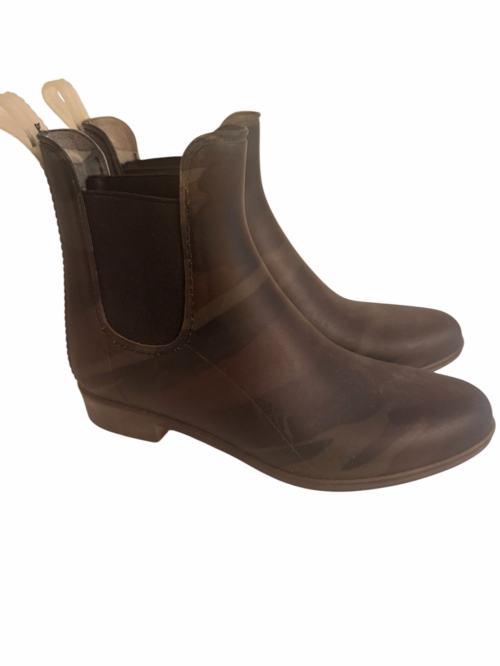 J. Crew Matte Olive Camo Chelsea Rain Ankle Boots 7